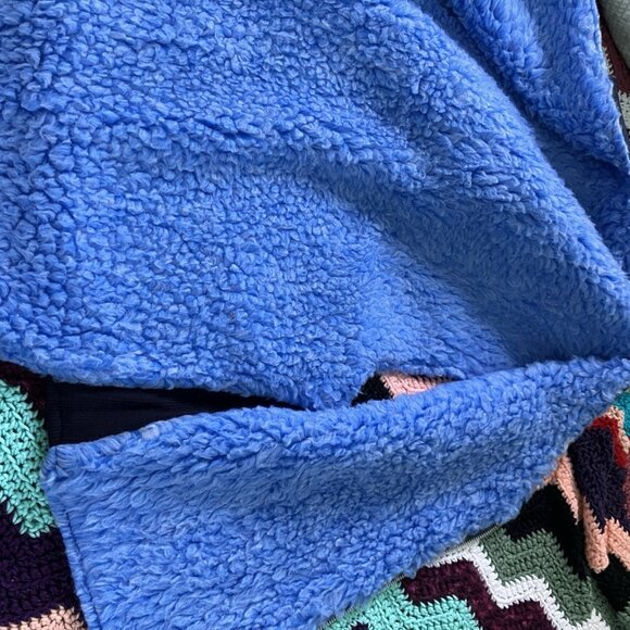 Vintage Blue Faux Fur Lined Vest Mens L Navy Blue Full Zip Workwear Made Canada - Picture 7 of 9